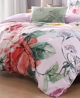 Bebejan Cool Pink Roses Bedding 100% Cotton 5 Piece King Size Reversible Comforter Set