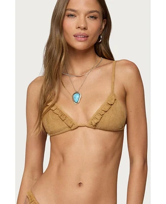 Edikted Women's Gilda Faux Suede Triangle Bikini Top