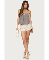 Edikted Women's Lenie Strapless Chiffon Babydoll Top