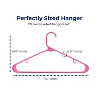 SereneLife 20 Pcs. Plastic Hangers - Non-Slip, Sturdy, and Heavy Duty Coat Set with 360° Swivel Hook for Clothes (Pink