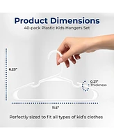 SereneLife 40 Pcs. Non-Slip Plastic Kids Hangers - Durable and Space-Saving Closet Organizers for Infants, Toddlers, and Kids' Clothing (White
