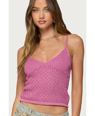 Edikted Women's Frankey Sparkly Textured Knit Tank Top