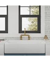 Greenspring 2-Handle 2 Holes Deck Mount Modern Kitchen Faucet With 360 ° Swivel Spout Matte Black