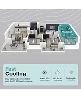 SereneLife Portable Air Conditioner - 8000 Btu (Ashrae) Compact Cooling Unit with Window Mount Kit for Home Use (White)