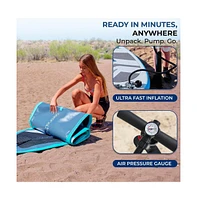 Free-Flow Welded Inflatable Kids Stand-Up Paddle-Board with Single-Action Hand Pump, 3-Shaft Aluminum Paddle (Black)