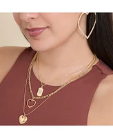 Jessica Simpson Gold-Tone Multi-Charm Heart Layered Necklace Set