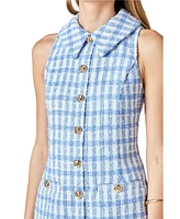 endless rose Women's Tweed Halter Check Mini Dress