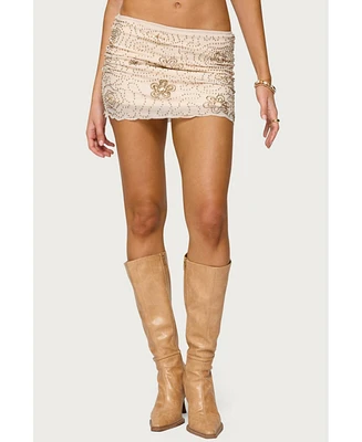 Edikted Womens Astrid Beaded Mini Skirt