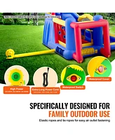 Outdoor Playhouse Trampoline Jumping Bouncer with Slide Blower and Storage Bag