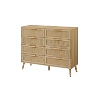 Casainc Wooden Kitchen Cabinet 8 Double Dresser with rattan drawers