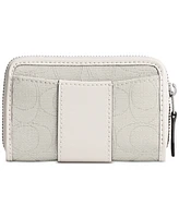 Coach Essential Small Zip Around Card Case In Signature Jacquard