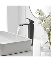 Greenspring Waterfall Single Hole Single Handle Bathroom Vessel Sink Faucet in Matte Black