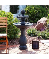 Sunnydaze Decor 46" H Outdoor 2-Tier Pineapple Solar Water Fountain with Battery Backup
