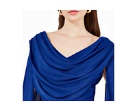 Amri Women's Cowl Neck Flare Sleeved A-line Gown