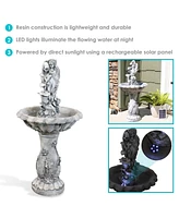 Sunnydaze Decor Outdoor Polyresin Fairy Flower Solar Powered Water Fountain Feature with Battery Backup - 42"