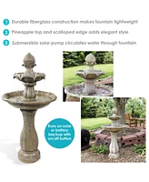 Sunnydaze Decor 46" H Outdoor 2-Tier Pineapple Solar Water Fountain with Battery Backup