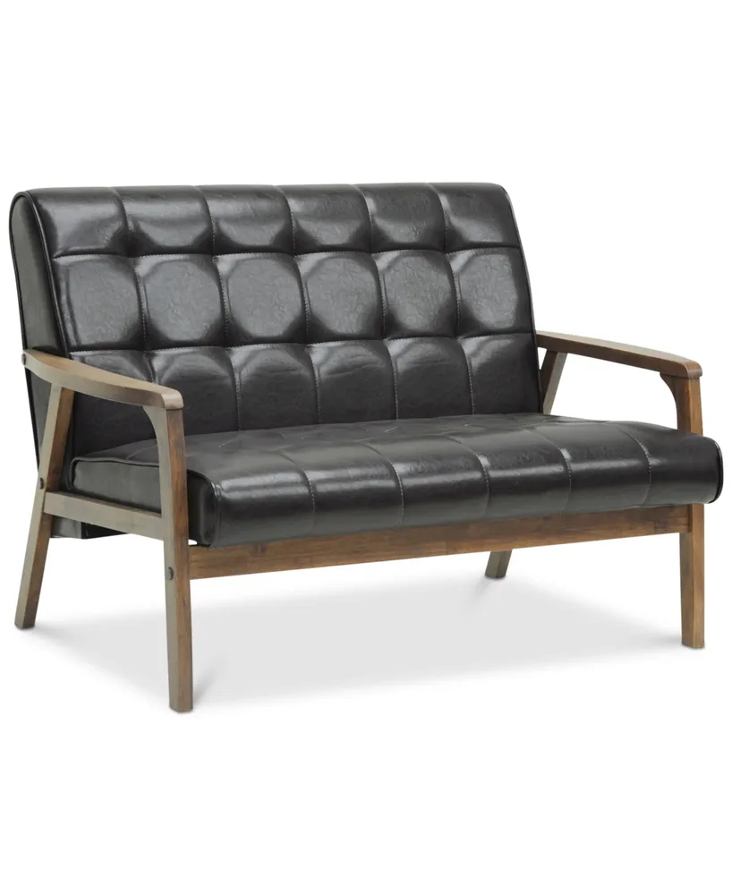 Caden Mid-Century Faux Leather Loveseat