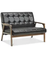 Caden Mid-Century Faux Leather Loveseat