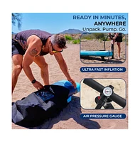 Free-Flow Stand-Up Paddle-Board - Woven Drop-Stitch and Double Layer Side Inflatable Sup with Double-Action Hand Pump (Black)
