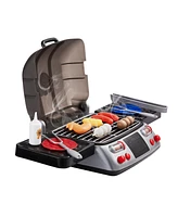 Slickblue 19 Piece Kids Bbq Grill Playset with Smoke Sound and Light Pretend Cooking Toy