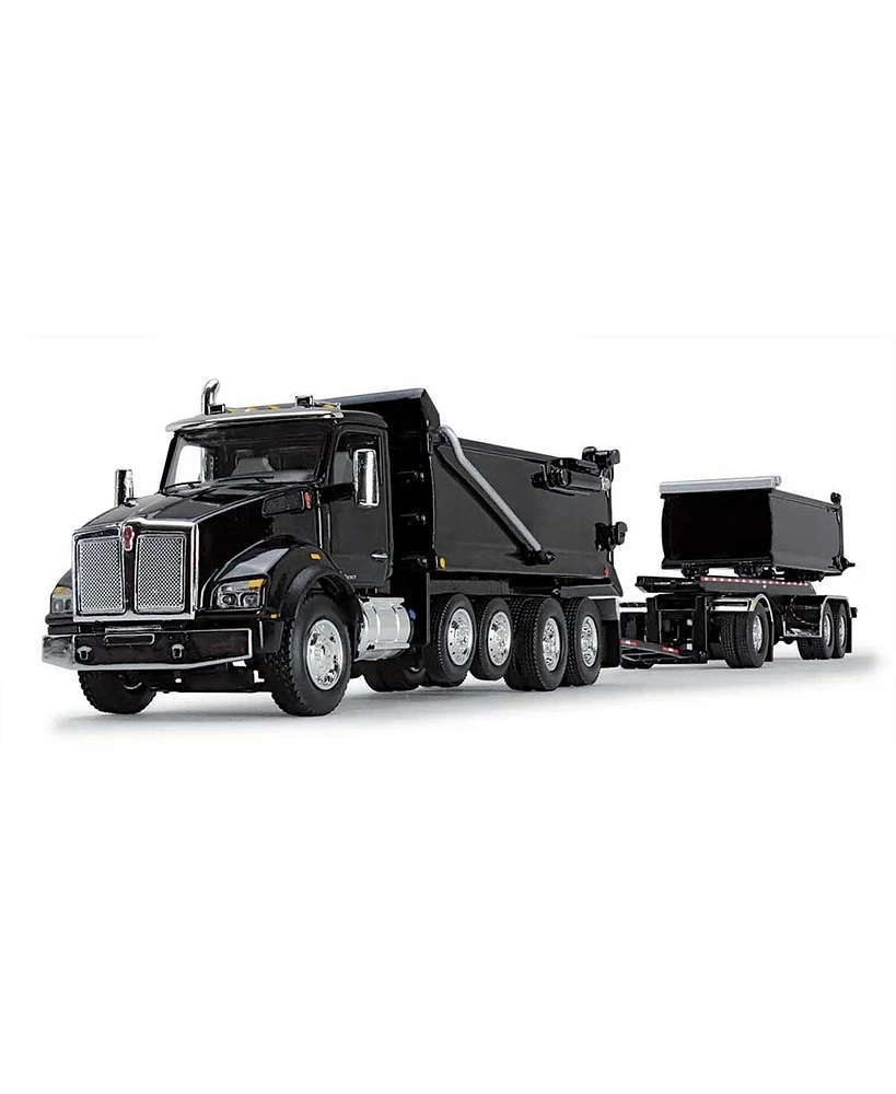 First Gear Dcp 1/64 Black Kenworth T880 Rogue Dump w/ Rogue Transfer Dump Trailer
