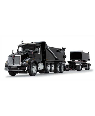First Gear Dcp 1/64 Black Kenworth T880 Rogue Dump w/ Rogue Transfer Dump Trailer