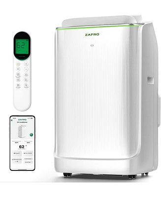 Zafro 10,000 Btu Portable Ac, Ultra Quiet 42dB, Dual Hose, App & Remote Control, Drain-Free, 24H Timer, Fan & Dehumidifier for Rooms