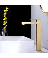 Greenspring Single Hole Handle Bathroom Vessel Sink Faucet With Supply Hose Brushed Gold