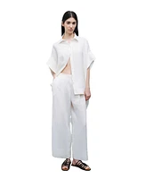 Nocturne Women's Ecru Linen Flowy Shirt