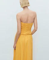 Mango Women's Ruched Strapless Top