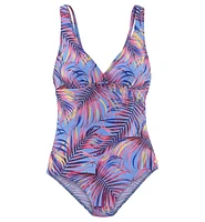Lascana Women's Palm Print Tummy Control One Piece Swimsuit