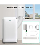 Zafro 10,000 Btu Portable Ac, Ultra Quiet 42dB, Dual Hose, App & Remote Control, Drain-Free, 24H Timer, Fan & Dehumidifier for Rooms