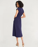 Luxely Women's Short Sleeve Midi Sweater Dress