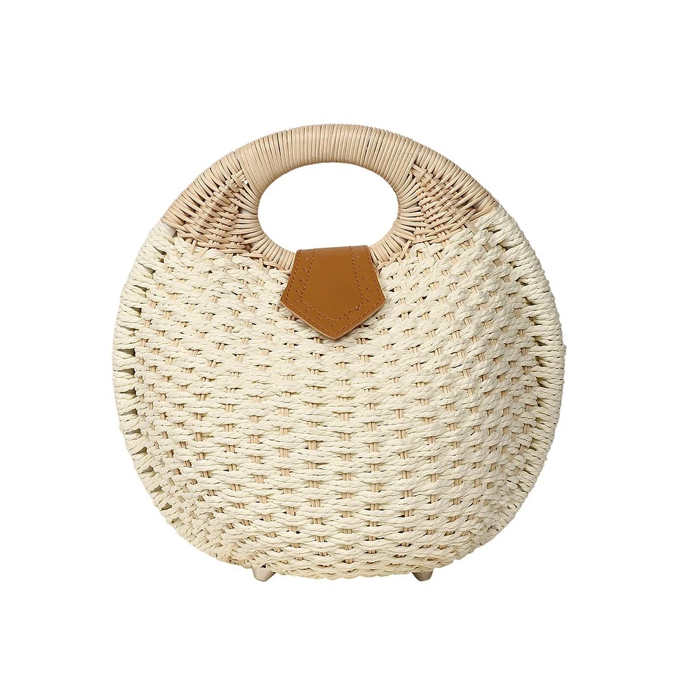 Women's The The Straw-Orb Hand Bag Hand Bag - Off-White