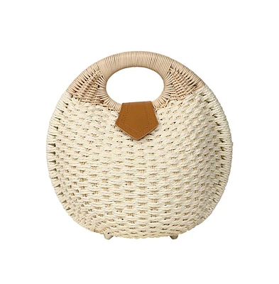 Women's The The Straw-Orb Hand Bag Hand Bag - Off-White