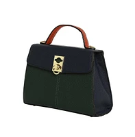 Women's The Curatus Satchel Bag - Navy Blue & Emerald Green