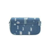Women's The Denim-Structured Sling Bag With Pouch - Indigo Blue