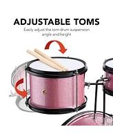 Best Choice Products Kids Beginner 3-Piece Drum, Musical Instrument Set w/ Sticks, Cushioned Stool, Drum Pedal