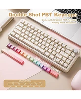 Yunzii B68 Wireless Mechanical Keyboard,Tri-Mode BT5.0/2.4GHz/Usb-c,Cute Pbt Keycaps,Hot Swappable Creamy Typing Gasket (Cocoa Cream V2 Switch)