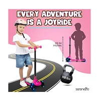 3-Wheel Foldable Kids Scooter - Child Toy Scooter with Built-in Led Wheel Lights, and Easy Maneuvering Lean-to-Steer Technology (Pink)