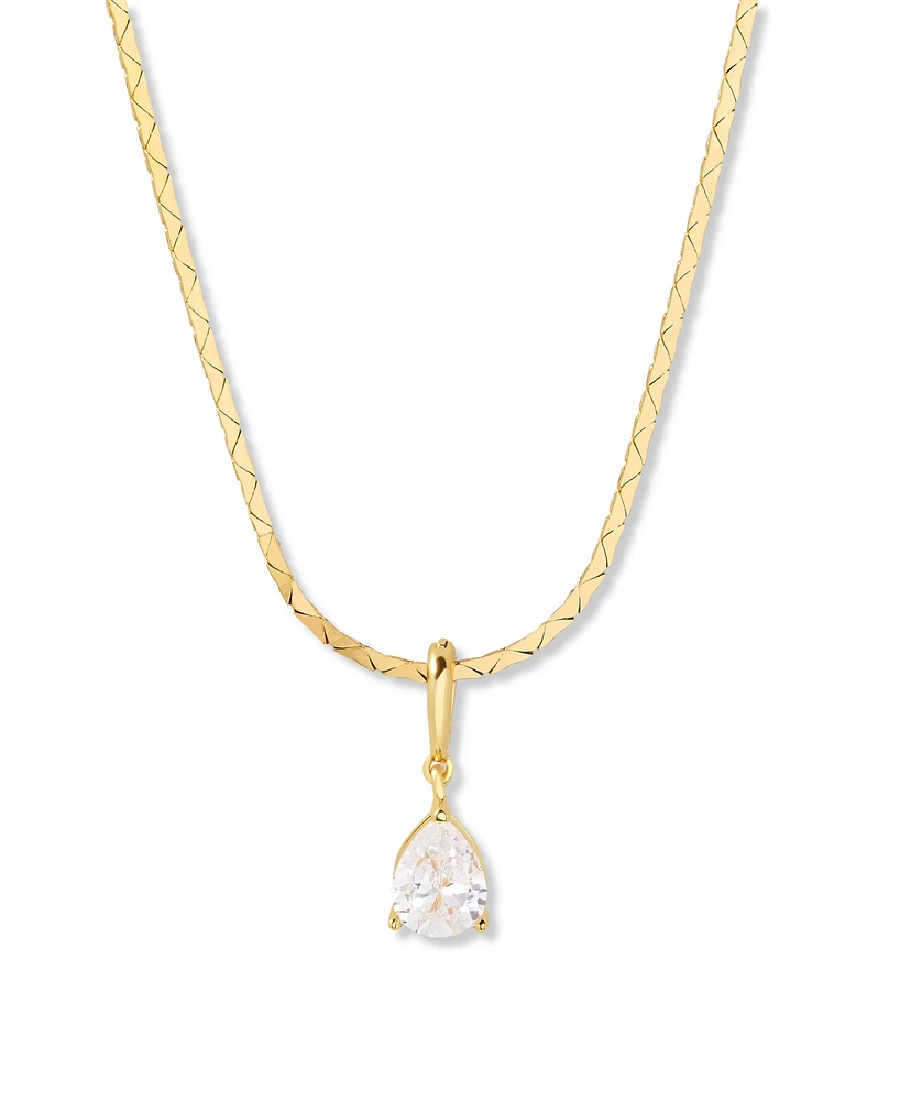 brook & york Gold Plated Melrose Teardrop Birthstone Short Pendant Necklace