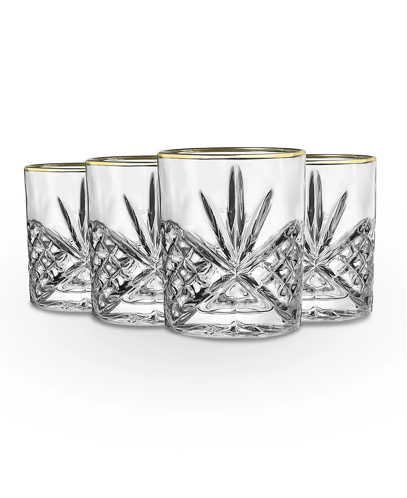 Godinger Dublin Platinum Double Old Fashioned Glasses, Set of 4