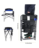 KingCamp Compact Camping Folding Chair with Side Table and Storage Pocket, Blue