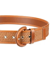 Cole Haan Women's Leather and Raffia Casual Belt