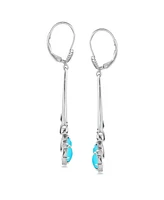 American West Jewelry Sterling Silver Sleeping Beauty Turquoise Open Pear Gemstone Lever Back Earrings