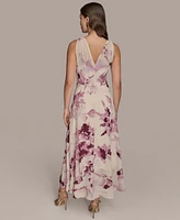Donna Karan New York Women's Chiffon Floral Faux-Wrap Dress