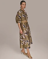 Donna Karan New York Women's Floral-Print A-Line Shirtdress