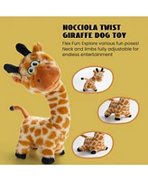 Nocciola Twistable Giraffe Stuffedless Dog Toy for Small Medium Breed, Christmas gift,Plush Chew Toy with Crinkle Paper and Soft Fabric