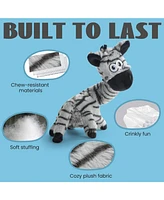 Nocciola Twistable Zebra Stuffedless Dog Toy, Plush Dog Chew Toy for Small Medium Breed, Crinkle Animal Dog Toy to Keep Them Busy