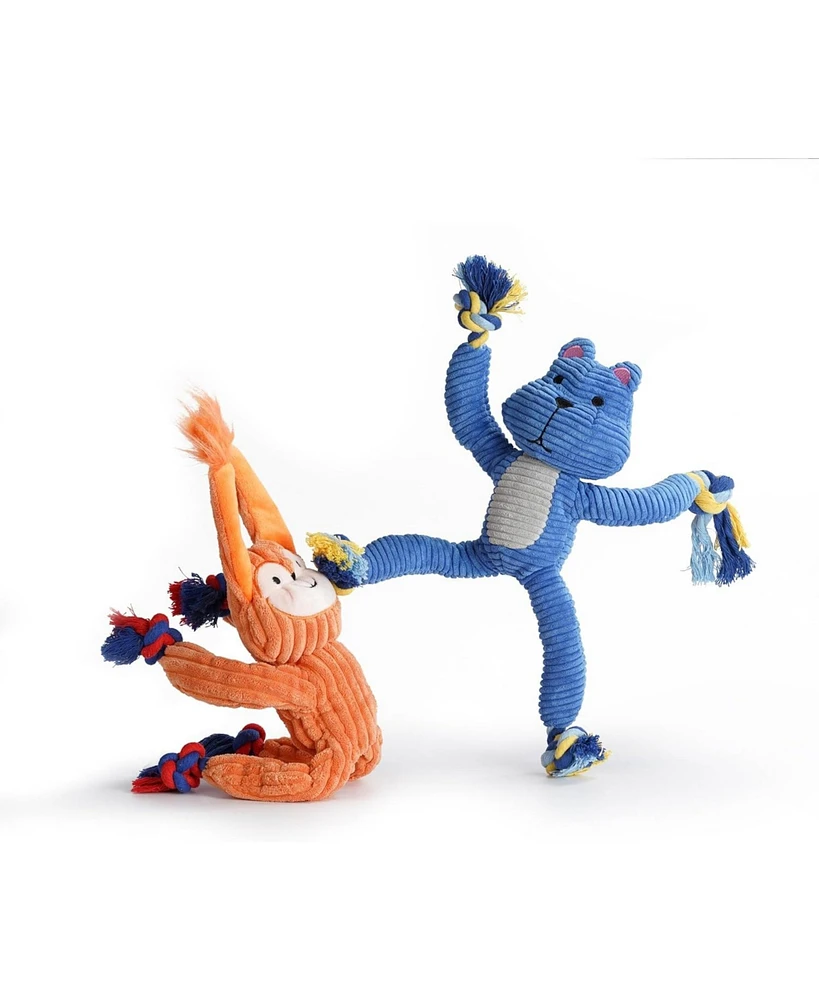 Nocciola 2 Pack Frog & Squirrel Dog Plush Toys, Christmas gift, Interactive Squeaky Tug Dog Toys with Crinkle Paper, Rope Chew Toys for All Breeds